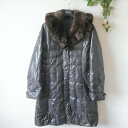 【中古】(株)富和 トミワ ダウン ジャケット コート L レディース レッキス ファー 使用 ダウン 90% 入り(4)