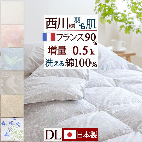 祝10周年★最大1万円OFFクーポン 羽毛肌掛け布団 ダウンケット ダブル 西川 洗える 夏用 綿1