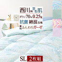 9/18限定★11%OFFクーポン 羽毛肌掛け布団 西川 シングル ダウンケット 2枚まとめ買い 夏用 洗える 羽毛ふとん 裏生地 ガーゼ 綿100% 羽毛布団...