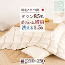 夏!早得★最大5,000円クーポン 羽毛こたつ掛布団 長方形 210×250cm ホワイトダウン85％ 抗菌防臭 ダニ通過防止 静電気抑制加工 1.5kg 日本製 こたつ掛け布団 こたつ布団 ウォッシャブル 洗える 天板が普通