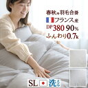 7/1限定★11%OFFクーポン 羽毛布団 シングル 【西川掛布団カバー等特典付】 羽毛合い掛け布団 羽毛ふとん 羽毛合掛けふとん フランス産ホワイトダウン90% 0.7kg DP380 エクセルゴールドラベル 日本製 春 秋 羽毛合掛け布団 合掛布団