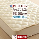 全品P5&クーポン★GW限定~6日迄 【ベッドパッド キングサイズ キング 日本製】洗えるウール ベッドパッド フランス羊毛 ウォッシャブルウール100% ベットパット ベッドパット キングロングサイズ(3)