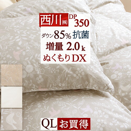 夏!早得★最大5,000円クーポン 羽毛布団 クイーン 西川 東京西川 あったか 増量2.0kg 西川厳選ダウン85% ぬくもり仕上DX DP350 350dp 抗..