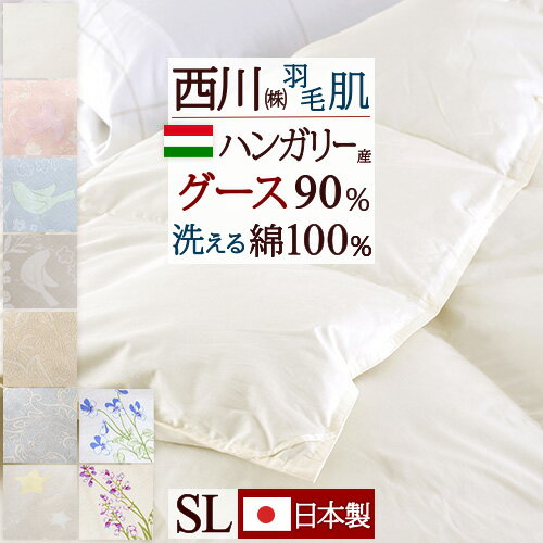 楽天大好きがいっぱい『ママズベリー』夏!早得★最大5,000円クーポン 西川 東京西川 グース 羽毛肌掛け布団 ダウンケット シングル 羽毛布団 夏用 洗える 側生地 綿100％ ハンガリー産グースダウン90％ ふんわり0.3kg 日本製 西川リビング 羽毛肌布団 ウォッシャブル 薄手 薄い