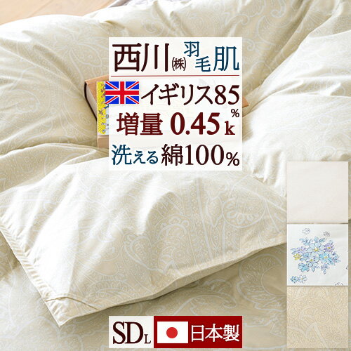 夏!早得★最大5,000円クーポン 羽毛肌掛け布団 セミダブル 西川 夏用 ダウンケット 羽毛 掛け布団 西川リビング ダウン85％ 綿100％ 羽毛布団 セミダブルサイズ ウォッシャブル 洗える セミダブルロングサイズ