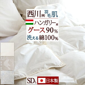 SS限!増額1,000円クーポン★ 羽毛肌掛け布団 セミダブル 日本製 西川 東京西川 リビング しっかり0.35kg 綿100％ 西川リビング 羽毛布団 夏用 羽毛肌布団 ハンガリー産グースダウン90％ 洗える 羽毛