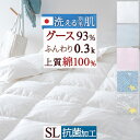 夏!早得★最大5,000円クーポン 羽毛肌掛け布団 グース シングル ダウンケット 洗える 夏用 綿100% 日本製 ホワイトグースダウン93％ 0.3kg 抗菌 羽毛布団 薄手 薄い 肌ふとん 羽毛肌布団 ウォッシャブル シングルロングサイズ