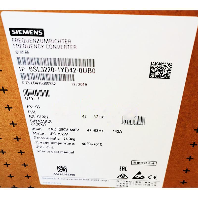 【新品 東京発 ★適格請求書発行可】★SIEMENS シーメンス インバータ 6SL3220-1YD42-0UB0 G120XA 440V 75kW【6ヶ月保証】
