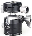 低重心 ボール雲台 ダブル パノラマ 40mm直径 ボールヘッド360度回転可能 CNC加工 アルミ合金 ARTCISE自由雲台 水準器付き アルカスイス クイックシュー付き 最大耐荷重20キロ 3/8"三脚一脚取付ネジ&1/4"カメラ取付ネジ スマホ 一眼レフ DSLR ビデオ用 (PB40)
