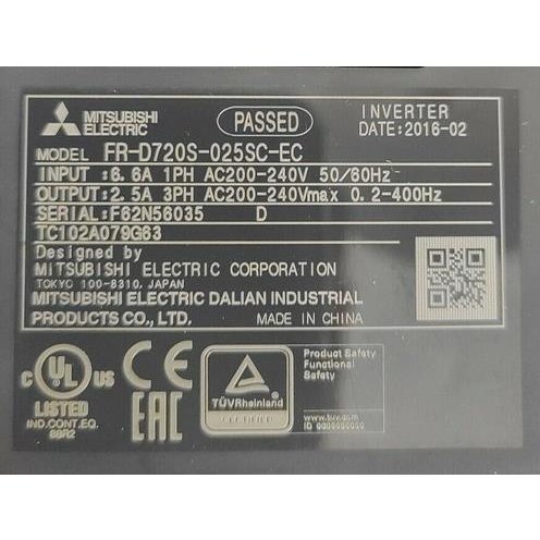 【新品 東京発 ★適格請求書発行可★】MITSUBISHI 三菱電機 FR-D720S-025SC-EC インバーター【6ヶ月保証】