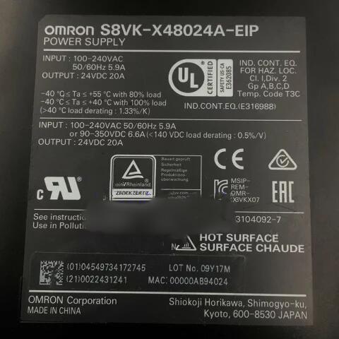 �ڿ��� ���ȯ ��Ŭ�������ȯ�Բġۡ�OMRON ������� S8VK-X48024A-EIP 24VDC 20A �� �����å��Ÿ���6�����ݾڡ�