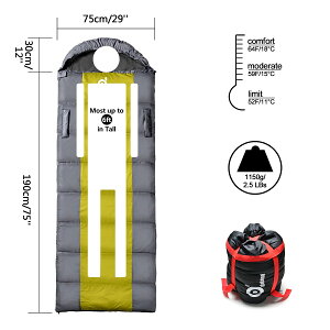 Odoland 3シーズン用 封筒型 動ける寝袋 防水 超軽量 足部調節可 キャンプ、ハイキング、登山、旅行、昼休み、車中泊、防災、地震、緊急、豪雨、災害時用(使用温度域:11°C-18°C)通販格安セール情報 楽天 通販