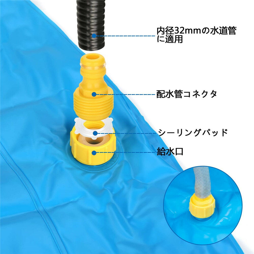 ODOLAND 噴水マット 噴水おもちゃ 噴水池 プレイマット ビニール プール 子供 キッズ 水遊 (ブルー, 1.7M)