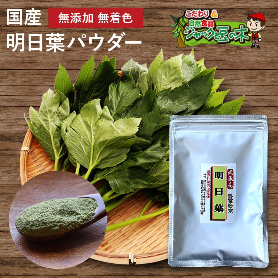 【メール便送料無料】「武蔵庵 遠赤外線乾燥明日葉粉末 100g」無添加・無着色メール便発送(代引不可)!『他の宅配便お届け商品と同梱は別途送料』