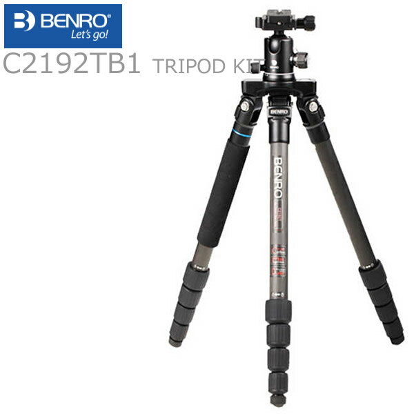 Benro ベンロー 5段 カーボン三脚 トラベルフラット II 雲台付 C2192TB1 tripod 耐荷重 12kg アルカスイス互換 PU60プレート付属 軽量 コンパクト トラベル 一眼レフ カメラ ビデオ 丈夫 ケース キャリングバッグ クイックプレート 付き ブラック 送料無料 ☆