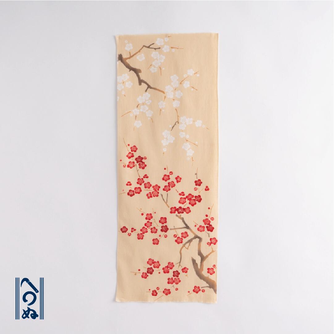 【てぬぐい　紅白梅】　注染　手ぬぐい　てぬぐい専門店かまわぬ　定番　冬　ギフト　プレゼント　正月..