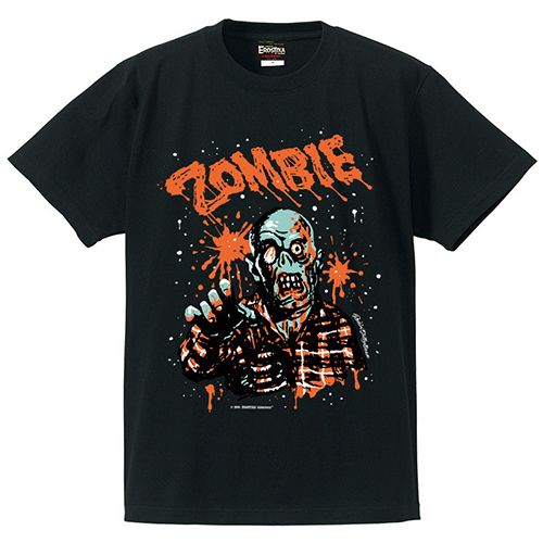 【在庫品】【Erostika（エロスティカ）】 【豆魚雷 ホラーコレクション】エロスティカ/ PLAID SHIRT ZOMBIE Tシャツ ブラック サイズM Rockin 039 Jelly Bean ロッキンジェリービーン ゾンビ dawn of the dead