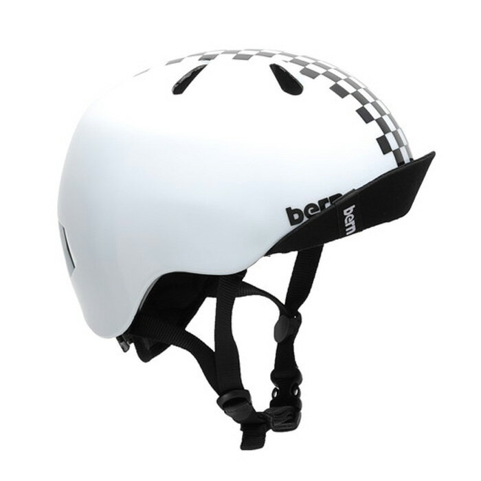 bern(バーン) ヘルメット【NINO：S/Mサイズ(51.5〜54.5cm) /グロスチェッカー ブラック】 バイザー/ ストライダー 自転車 スケートボード 子供用 キッズ