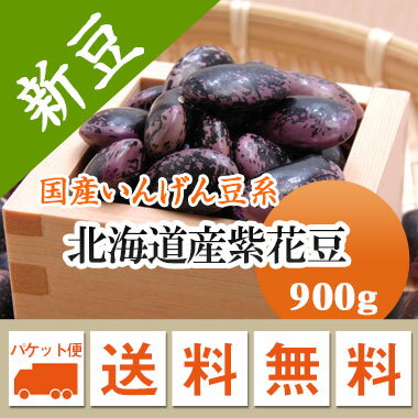 紫花豆 北海道産　磨き選別品 900g【令和4年産】 メール便 送料無料　お届けに3日～7日かかりま ...