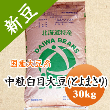 大豆 中粒白目大豆 とよまさり 【令和5年産】北海道産 煮豆 豆腐 味噌 豆乳などに 30kg 業務用