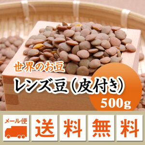 レンズ豆 ブラウン (皮付き) カナダ産 500g 【メール便 送料無料】