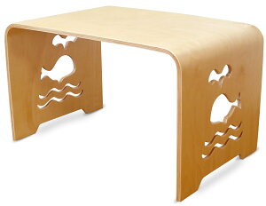 MAMENCHI サイズ大き目な子供用木製テーブル クジラ ナチュラル 組立不要で届いてからすぐに使用ができます。（サイズ：長60×幅38×高さ35cm)テーブルセット子供机 ファースト家具 学習デスク 木製テーブル 机 幼児机　キッズテーブル