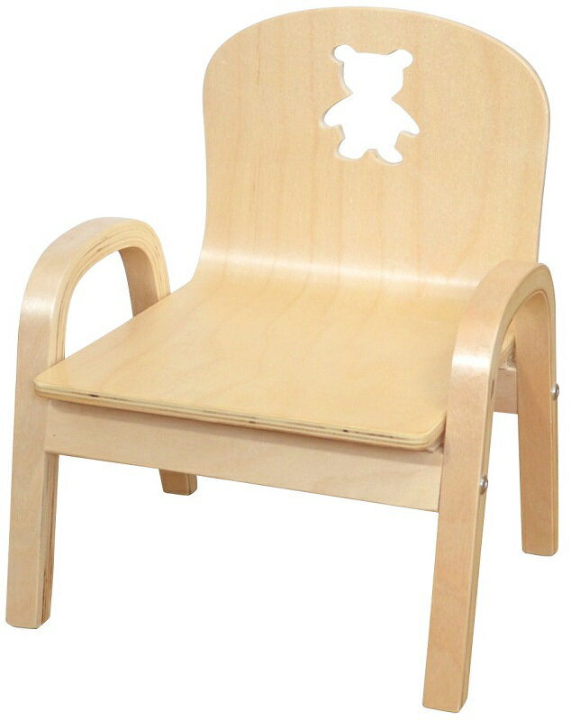 「組立済み・訳あり」 木製キッズチェア 組立済 クマ ナチュラル　 スタッキングチェア 木製イス 幼児イス 子ども用椅子 子ども用イス 木製イス 子供椅子 ローチェア ベビーチェア