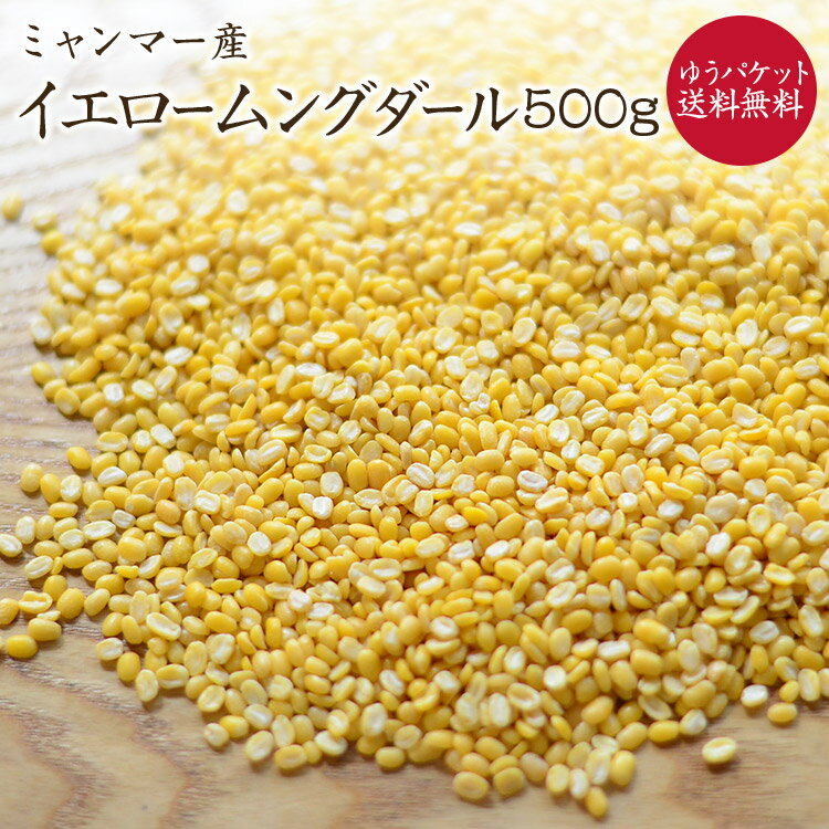 【ゆうパケット 送料無料】【500g】ミャンマー産イエロームング豆（皮なし緑豆） 挽き割り イエロームングダール