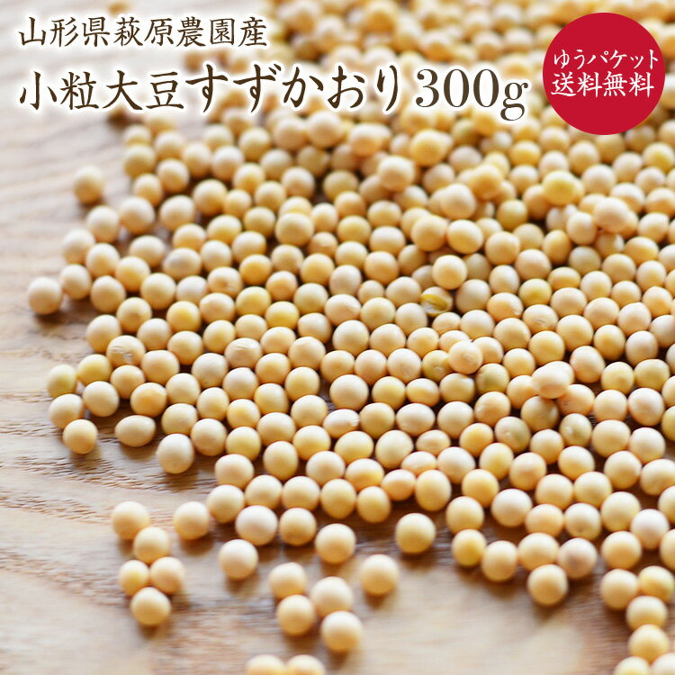 【ゆうパケット 送料無料】小粒大豆 すずかおり 「300g」山形県産大豆 萩原農園の豆 令和5年産納豆作り 豆ご飯、炊き込みご飯などに最適