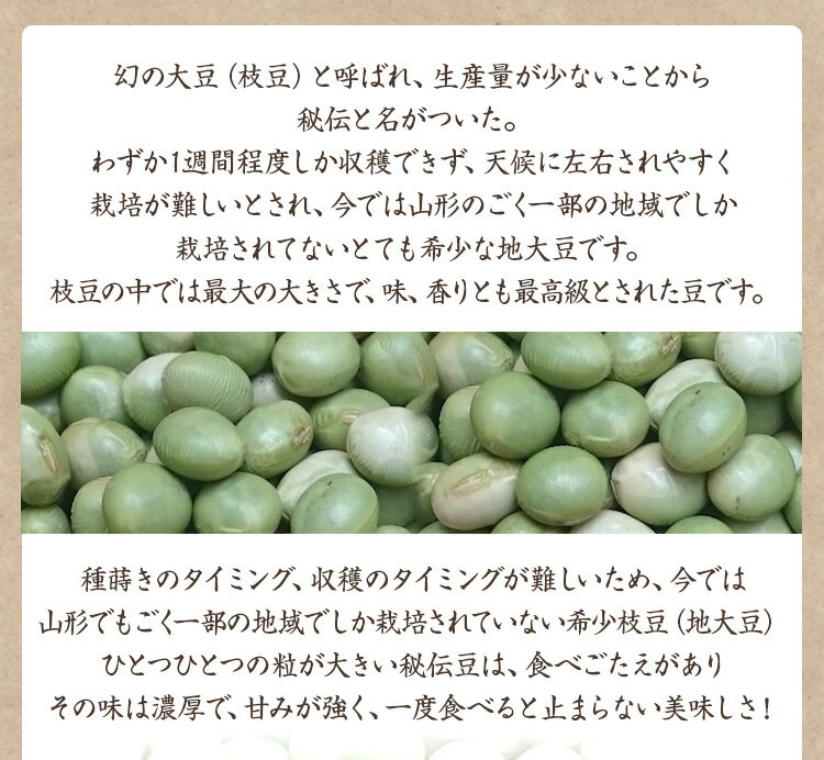 【ゆうパケット 送料込】秘伝豆 300g 山形県産 令和5年産 萩原農園の豆ひたし豆 炊き込みご飯 ポタージュに レシピ付き 3