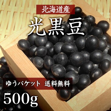 【ゆうパケット 送料無料】500g　北海道産光黒大豆 令和1年産　黒豆　新豆