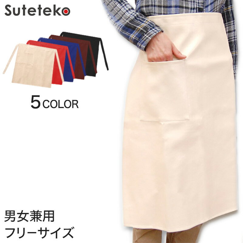 男女兼用 サロン前掛け (フリーサイズ) (男女兼用 ポケット付きレザー風サロン) (キッチン)【取寄せ】