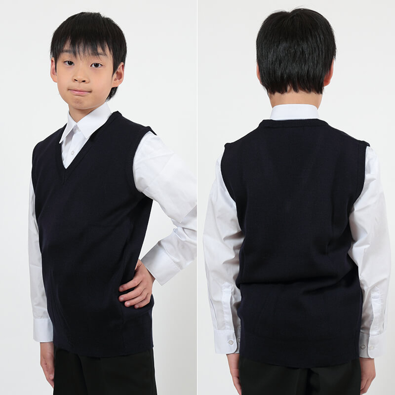 FIRST BEAT スクールニットベスト 130cm〜170cm (ニットベスト ベスト 学生服 制服 中学生 高校生 通学 スクール ニット スクールベスト 学生 学校セーター 黒 紺 スクールセーター 丸洗いOK 毛玉ができにくい)【取寄せ】