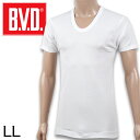 BVD メンズ 半袖シャツ Uネック 綿100% LL (インナー 下着 男性 紳士 白 ホワイト コットン 大きいサイズ)