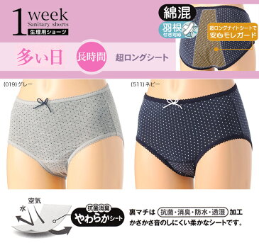 サニタリーショーツ 大きいサイズ 生理用 ショーツ M〜3L (サニタリー 生理用ショーツ夜用 ナイト アツギ 羽つき 多い日 ウイング インナー 肌着 下着 婦人肌着 パンツ)