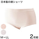 ショーツ 深ばき 綿100％ 丈長 1分丈 2枚組 M～LL (コットン レース パンツ 婦人 下着 インナー ベーシック 日本製)【取寄せ】