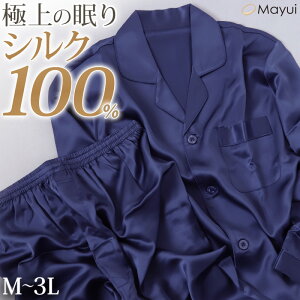 シルク パジャマ メンズ シルク100％ M〜3L (メンズパジャマ サテン 長袖 ナイトウェア 寝巻 冷えとり 暖かい 通年 冷え対策 uvカット ルームウェア) (送料無料)