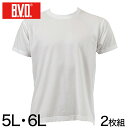 BVD メンズ 大きいサイズ 半袖丸首シャツ 2枚組 5L・6L (インナー クルーネック 下着 男性 紳士 白 ホワイト)(4)