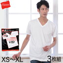 ヘインズ 綿100% VネックTシャツ 3枚組 XS S M L XL 下着 綿 メンズ tシャツ 肌着 半袖 V首 インナー 男性 hanes