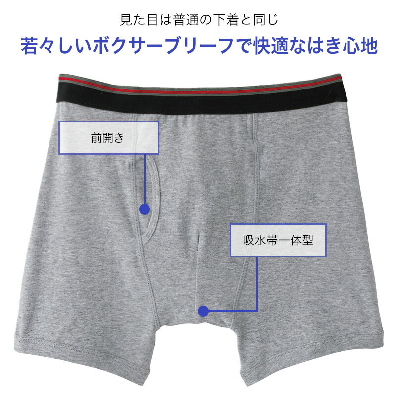 吸水ボクサーブリーフ 前あき 2枚組 綿 M〜...の紹介画像2