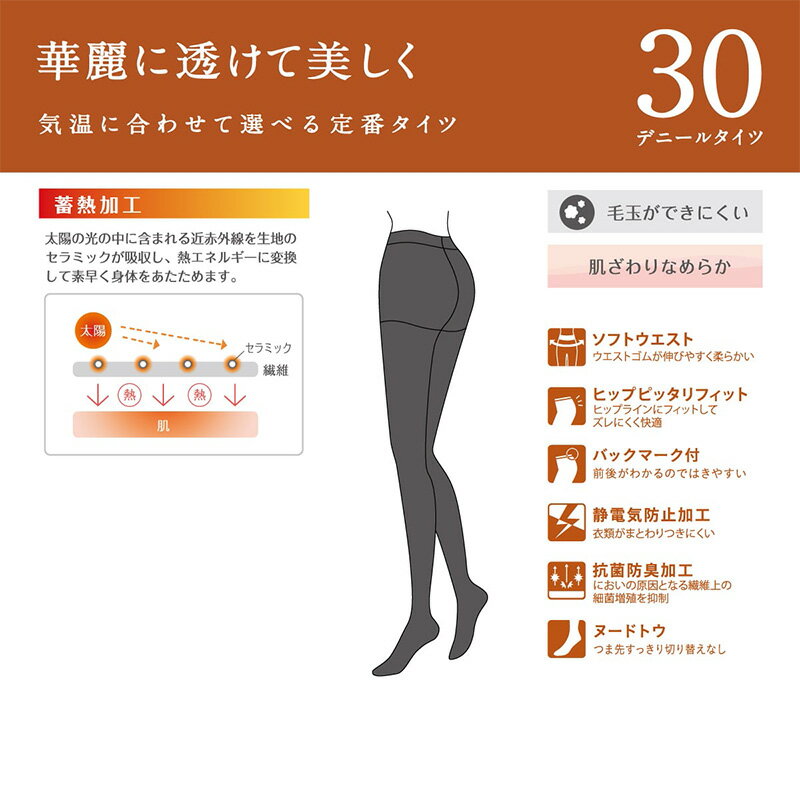 アツギ タイツ 30デニール 薄手 レディース...の紹介画像2