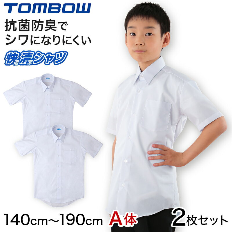 学生服 カッターシャツ スクールシャツ 男子 半袖 形態安定 2枚セット 140cmA〜190cmA (中学生 高校生 学生ワイシャツ スクール トンボ学生服 TOMBO 抗菌防臭 140 150 160 170 180 190 まとめ買い)【取寄せ】