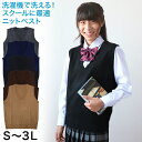 スクール ベスト 女子 スクールベスト 無地 Vネック 制服 ニット S~3L ( 洗える ニットベスト 女子高生 中学生 高校生 シンプル 秋 冬 ウール ベージュ 黒 紺 大きいサイズ ジレ チョッキ S M L LL 3L )