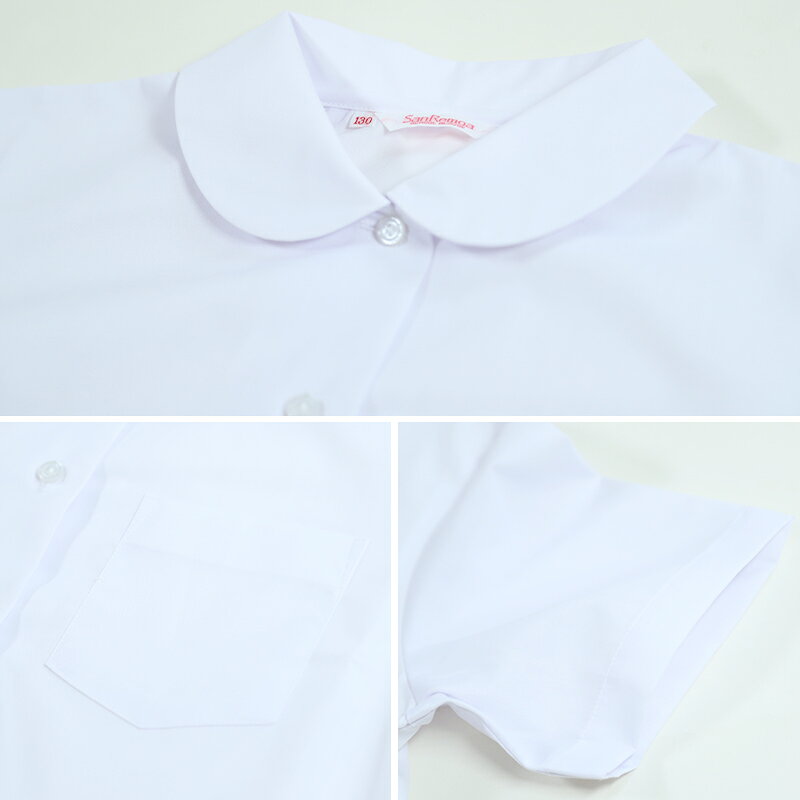 女子ベタ衿 半袖ブラウス 120cmA〜160cmA (小学生 制服 小学校 スクールシャツ)【...