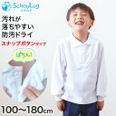 スクール ポロシャツ 長袖 キッズ 子供 スナップボタン スクールシャツ 100cm～180cm (制服 小学生 小学校 男子 女子 学生服 白 通学用 学校 スクログ)