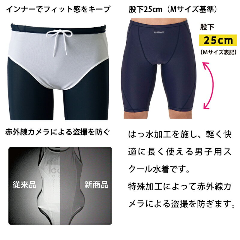 スクール水着 男の子 トランクス インナーつき UVカット 紫外線対策 UPF50+ ストレ...