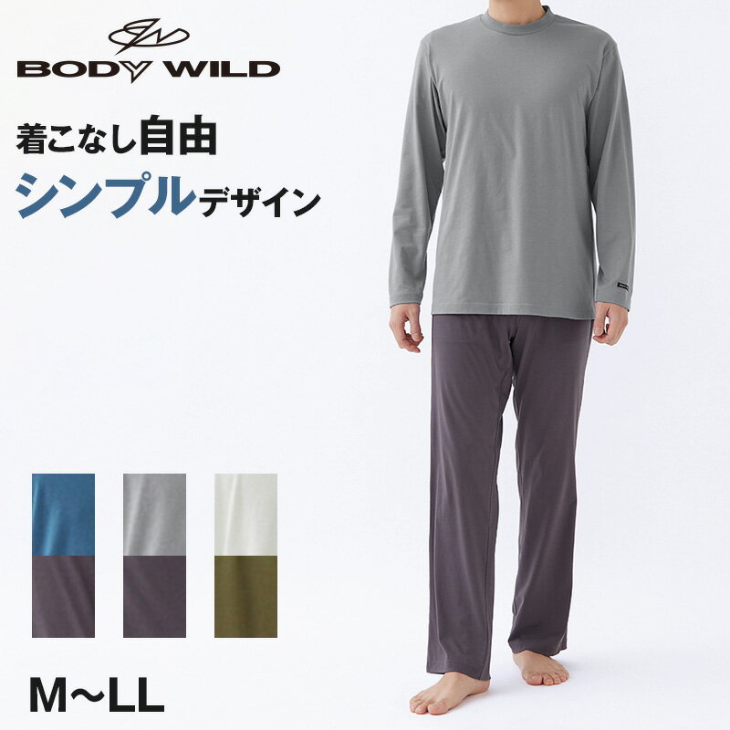 グンゼ ボディワイルド パジャマ 長袖 メンズ 上下セット シンプル M～LL BODYWILD 薄手 春夏 部屋着 ホームウェア ルームウェア セットアップ 父の日 (送料無料)【在庫限り】