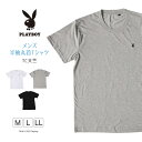 インナー メンズ tシャツ 半袖 クルーネック 綿混 プレイボーイ M～LL 紳士 トップス インナーシャツ ワンポイント 紳士肌着 男 下着 ブランド PLAYBOY アンダーウェア【在庫限り】