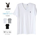 インナー メンズ tシャツ 半袖 vネック 綿混 プレイボーイ M〜LL 紳士 トップス インナーシャツ ワンポイント v首 下着 紳士肌着 男 PLAYBOY ブランド アンダーウェア(4)