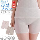 メッシュ パンツ 3分丈 日本製 M〜3L (3分 レギンス スパッツ 夏 涼しい さらさら サラサラ 締め付けない 敏感肌 蒸れない らくらく 大きいサイズ ...